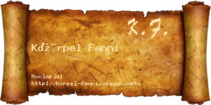 Körpel Fanni névjegykártya